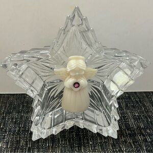 Vintage Glass Star Angel Intaglio 1994 October Birthstone Tourmaline Figurine